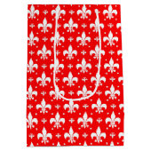 Red Fleur-de-lis Pattern Design Medium Cadeauzakje (Achterkant)
