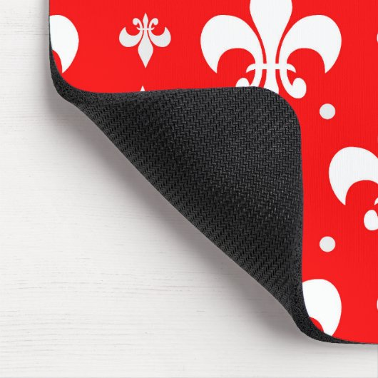 Red Fleur-de-lis Pattern Design Muismat (Hoek)