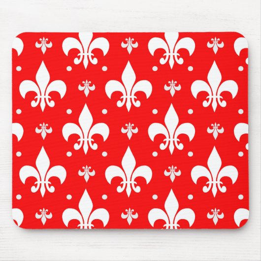 Red Fleur-de-lis Pattern Design Muismat (Voorkant)
