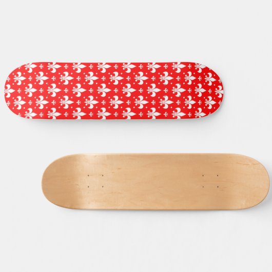 Red Fleur-de-lis Pattern Design Persoonlijk Skateboard (Horizontaal)