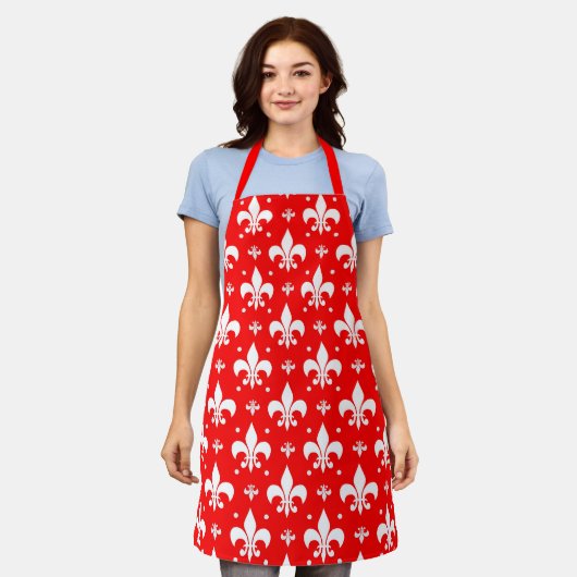 Red Fleur-de-lis Pattern Design Schort (Gedragen)