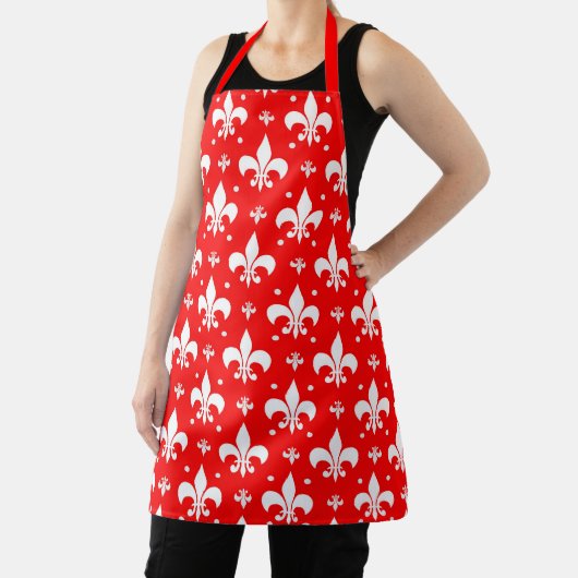 Red Fleur-de-lis Pattern Design Schort (Insitu)