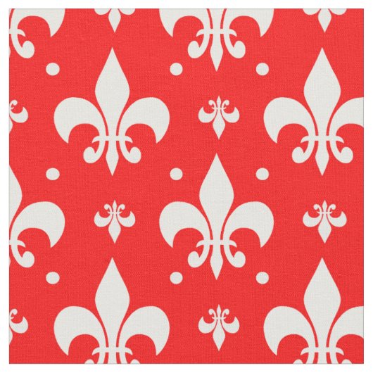 Red Fleur-de-lis Pattern Design Stof (Close Up)