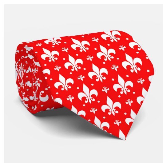Red Fleur-de-lis Pattern Design Stropdas
