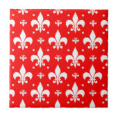 Red Fleur-de-lis Pattern Design Tegeltje (Voorkant)