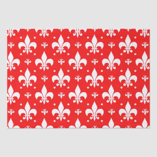 Red Fleur-de-lis Pattern Design Tissuepapier (Voorkant)
