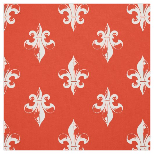 Red Fleur De Lis Pattern Stof (Swatch)