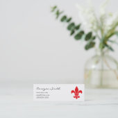 Red Fleur de Lis Skinny Visitekaartje (Staand voorkant)