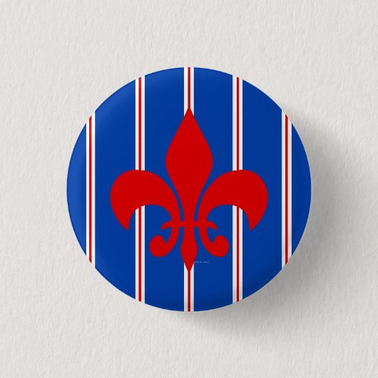 Red Fleur de Lis Striped Button (Voorkant)