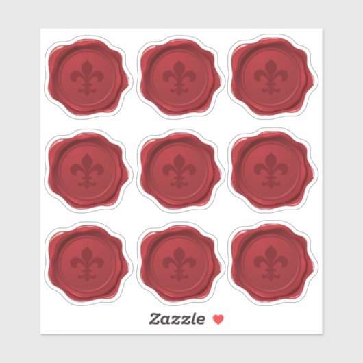 Red Fleur De Lis Wax Seal Stickers (Vel)