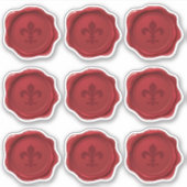 Red Fleur De Lis Wax Seal Stickers (Voorkant)