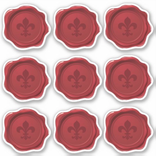 Red Fleur De Lis Wax Seal Stickers (Voorkant)