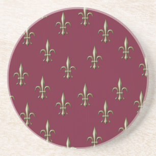 Red Fleur de Lis Zandsteen Onderzetter