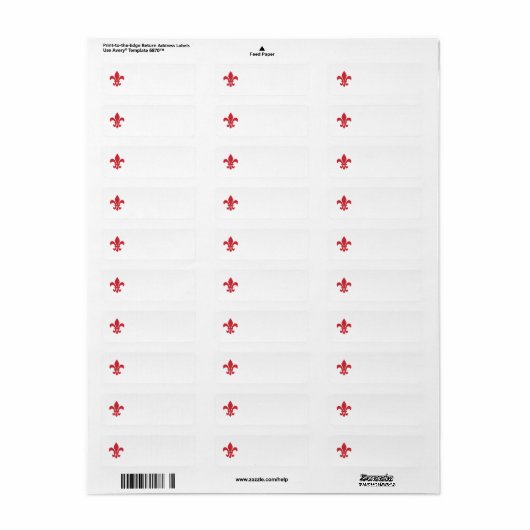 Red Fleur de Lys Blank Etiket (Full Sheet)