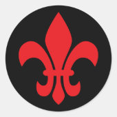 Red Fleur de Lys Ronde Sticker (Voorkant)