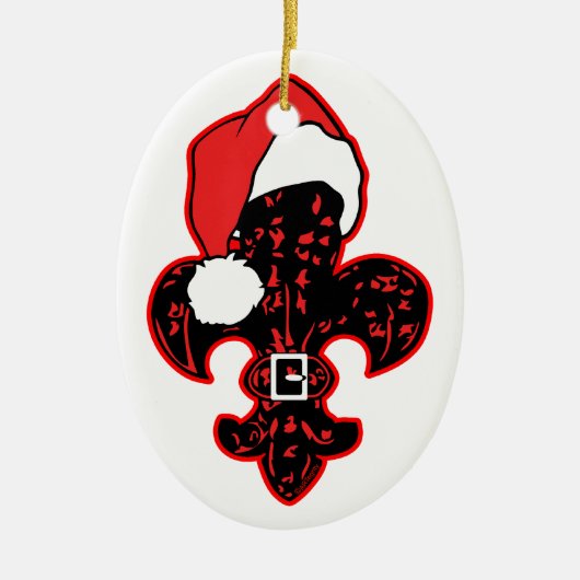 Red Fleur de Santa Keramisch Ornament (Voorkant)