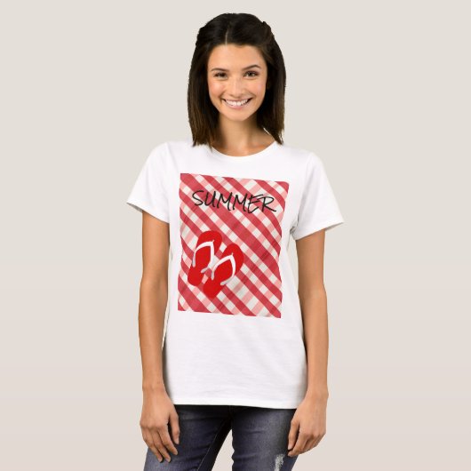 Red Flip Flop Summer T-shirt (Voorkant volledig)