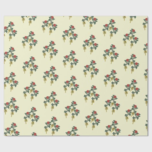 Red Flora Wrapping Paper Cadeaupapier (Vlak)