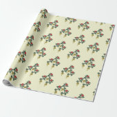 Red Flora Wrapping Paper Cadeaupapier (Uitgerold)