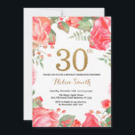 Red Floral 30th Birthday Invitation Gold Glitter Kaart<br><div class="desc">Red Floral 30th Birthday Invitation for Women. Waterverf botanische bloem. Gold Glitter. Roze pinda's Floral Flowers. Volwassen verjaardag. Voor verdere aanpassing,  te klikken gelieve de knoop "van de Aanpassing het"en ons ontwerphulpmiddel te gebruiken om deze sjabloon te wijzigen.</div>