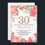 Red Floral 30th Birthday Invitation Gold Glitter Kaart<br><div class="desc">Red Floral 30th Birthday Invitation for Women. Waterverf botanische bloem. Gold Glitter. Roze pinda's Floral Flowers. Volwassen verjaardag. Voor verdere aanpassing,  te klikken gelieve de knoop "van de Aanpassing het"en ons ontwerphulpmiddel te gebruiken om deze sjabloon te wijzigen.</div>
