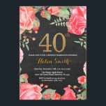 Red Floral 40th Birthday Invitation Gold Glitter Kaart<br><div class="desc">Red Floral 40th Birthday Invitation for Women. Waterverf botanische bloem. Gold Glitter. Chalkboard Achtergrond. Roze pinda's Floral Flowers. Volwassen verjaardag. Voor verdere aanpassing,  te klikken gelieve de knoop "van de Aanpassing het"en ons ontwerphulpmiddel te gebruiken om deze sjabloon te wijzigen.</div>