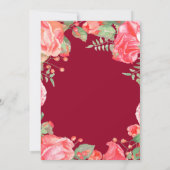 Red Floral 60th Birthday Gold Glitter Burgundy Red Kaart (Achterkant)