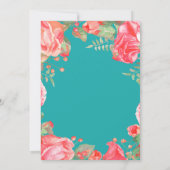 Red Floral 60th Birthday Gold Glitter en Blauwgroe Kaart (Achterkant)