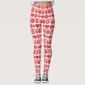 Red floral and heart pattern for Valentine's Day Leggings (Voorkant)
