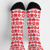 Red floral and heart pattern for Valentine's Day Sokken (Top)