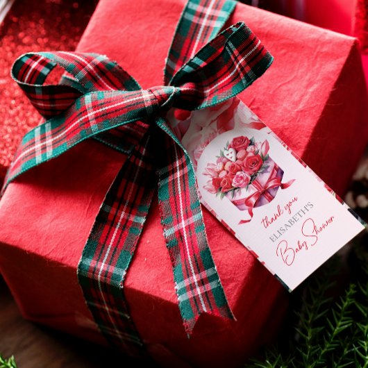 Red Floral Arch Baby shower Dank u Cadeaulabel