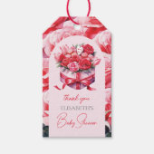 Red Floral Arch Baby shower Dank u Cadeaulabel (Voorkant)