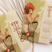 Red Floral Art Nouveau Wedding Menu Kaart