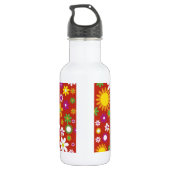 Red Floral Art Waterfles (Achterkant)