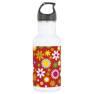 Red Floral Art Waterfles