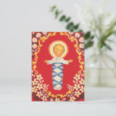 Red Floral Baby Jesus Briefkaart (Staand voorkant)