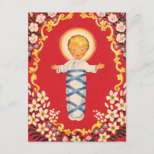 Red Floral Baby Jesus Briefkaart