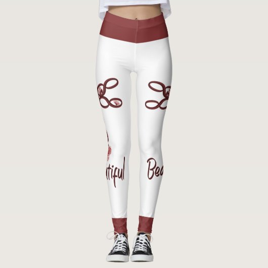 Red Floral "Beauful" Dragonfly-design Legging (Voorkant)