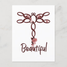 Red Floral "Beauful" Dragonfly-ontwerp