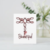 Red Floral "Beauful" Dragonfly-ontwerp Briefkaart (Staand voorkant)