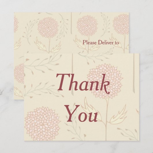 Red Floral bedankt Briefkaart (Voorkant / Achterkant)