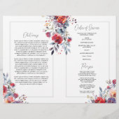 Red Floral begrafenisprogramma om het leven te vie Flyer (Achterkant)