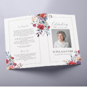 Red Floral begrafenisprogramma om het leven te vie Flyer