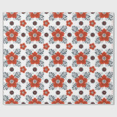 Red Floral Birthday Wrapping Paper Cadeaupapier (Vlak)