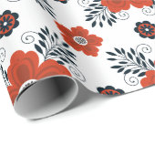 Red Floral Birthday Wrapping Paper Cadeaupapier (Rol Hoek)