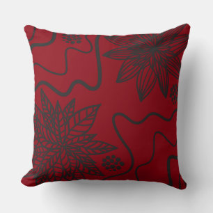RED FLORAL BLACK DESIGN Retro Sierkussen