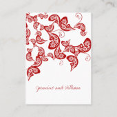 Red Floral Boho Peacock Eastern Chic Asian Wedding Plaatskaartje (Achterkant)