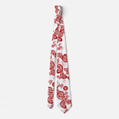 Red Floral Boho Peacock Elegant Eastern Chic Asian Stropdas (Achterkant)