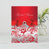 Red Floral & Bow Vrijgezellenfeest Invite Kaart (Staand voorkant)