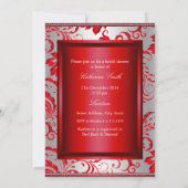 Red Floral & Bow Vrijgezellenfeest Invite Kaart (Achterkant)